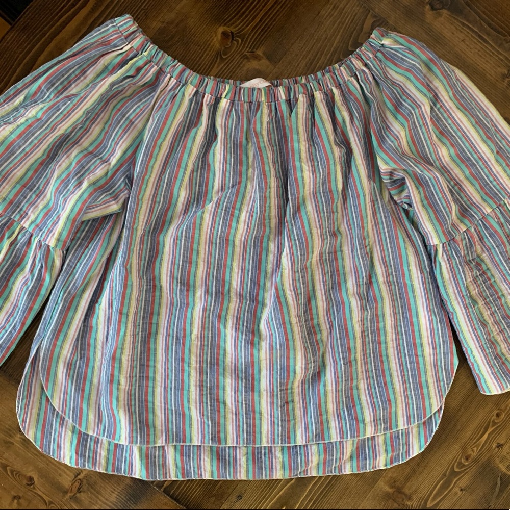See by Chloe Striped Off-The-Shoulder Top